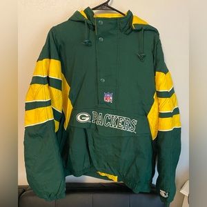 Vintage Green Bay Packers Proline Starter Pullover Jacket Mens Size XL 1/2 Zip